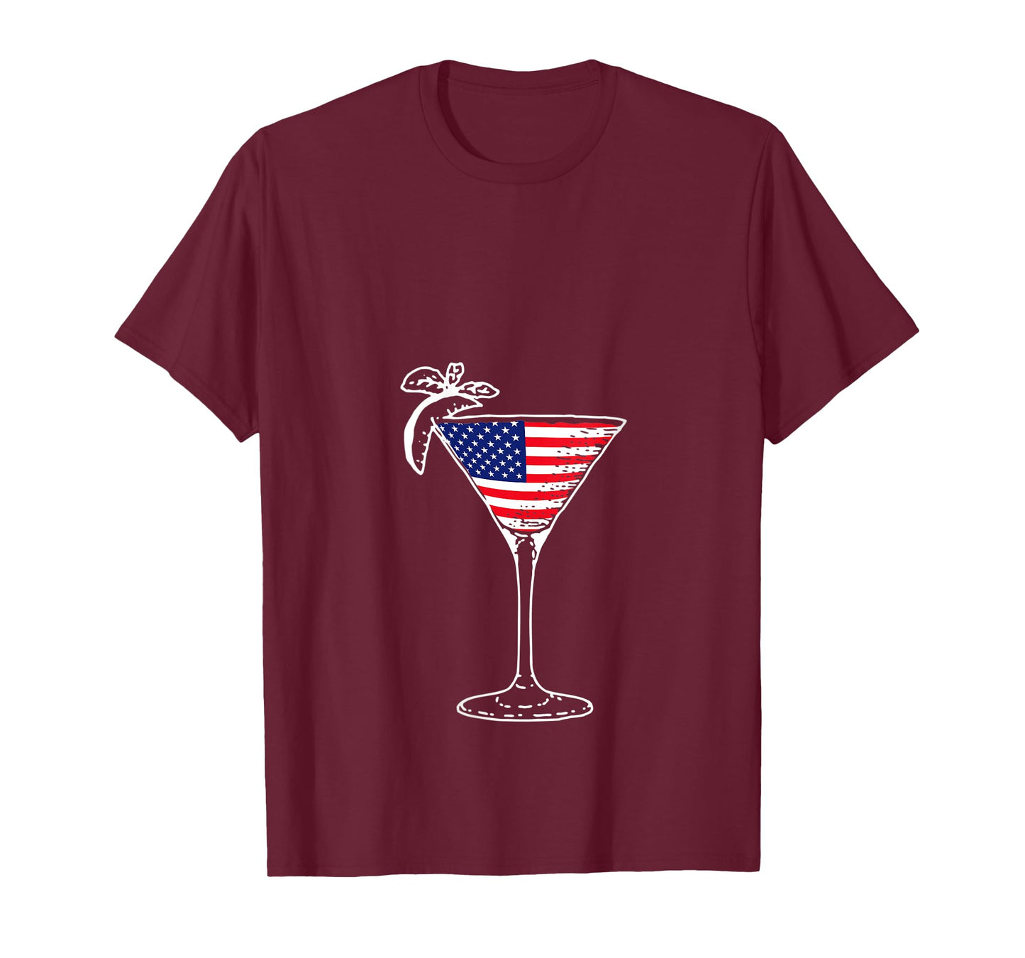 Womens July 4th USA American Flag Funny Gift Cocktail Martini V-Neck T-Shirt