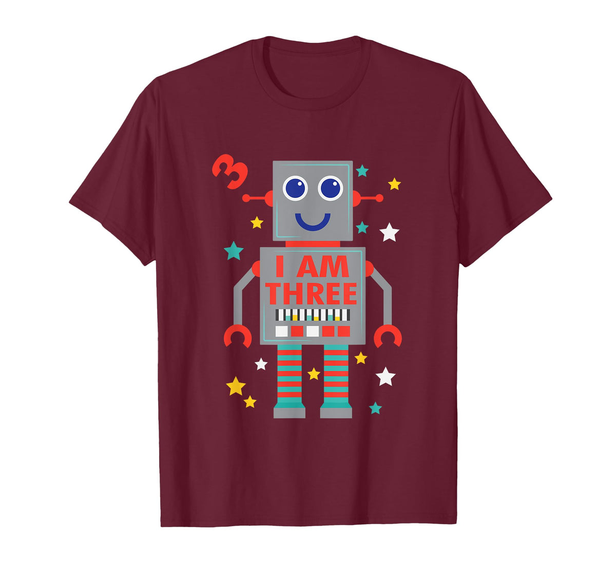 I Am Three Robot Funny Robotics 3 Year Old Birthday Party T-Shirt