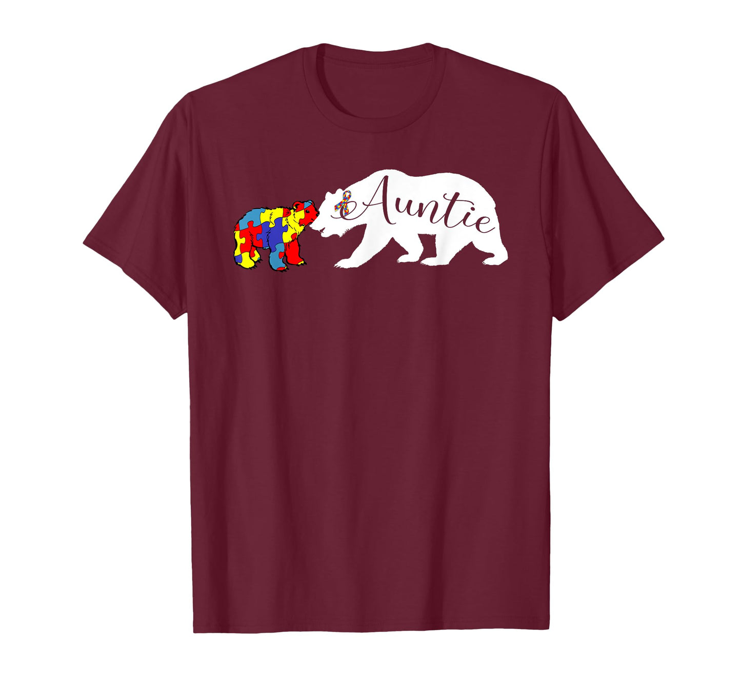 Auntie Bear Autism Awareness T-Shirt Aunt Women Gift T-Shirt