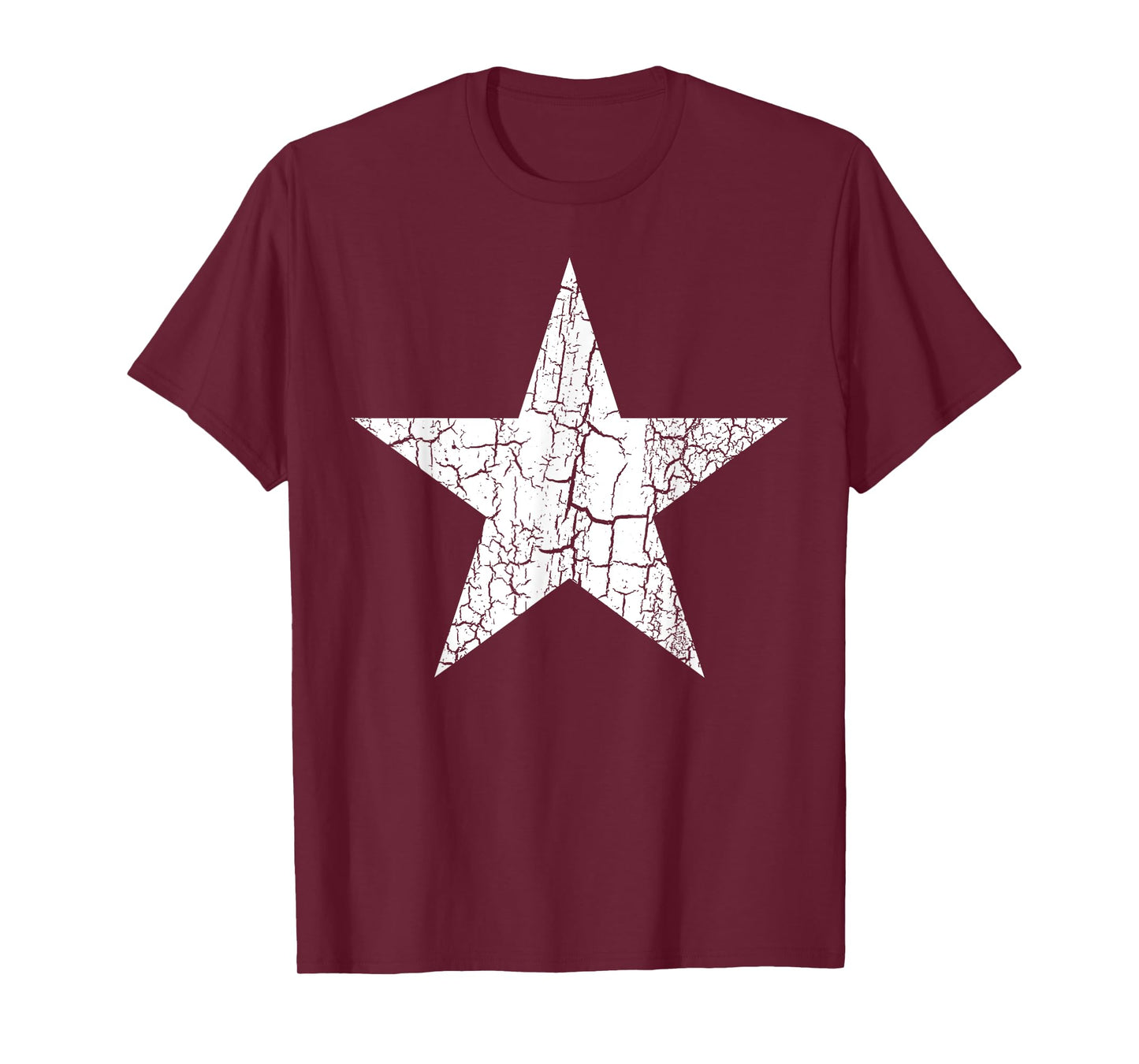 Star Distressed White Print Vintage Star White T-Shirt