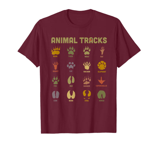 Children's Kids Wild Animal Tracks Childrens Learning Design T-Shirt Small