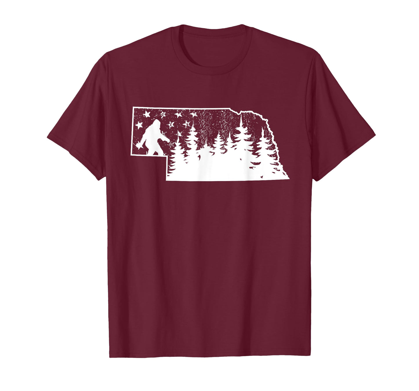 Nebraska Bigfoot American Flag Sasquatch Usa Flag Nebraska T-Shirt