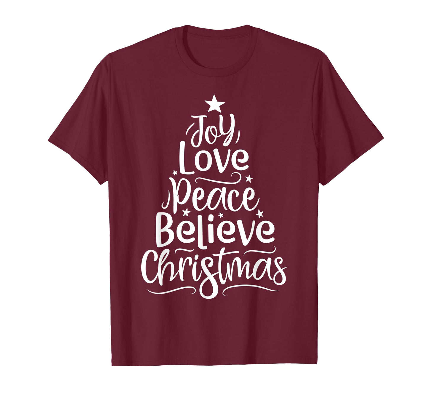 Joy Love Peace Believe Christmas Boys Kids Girls Xmas Tree T-Shirt