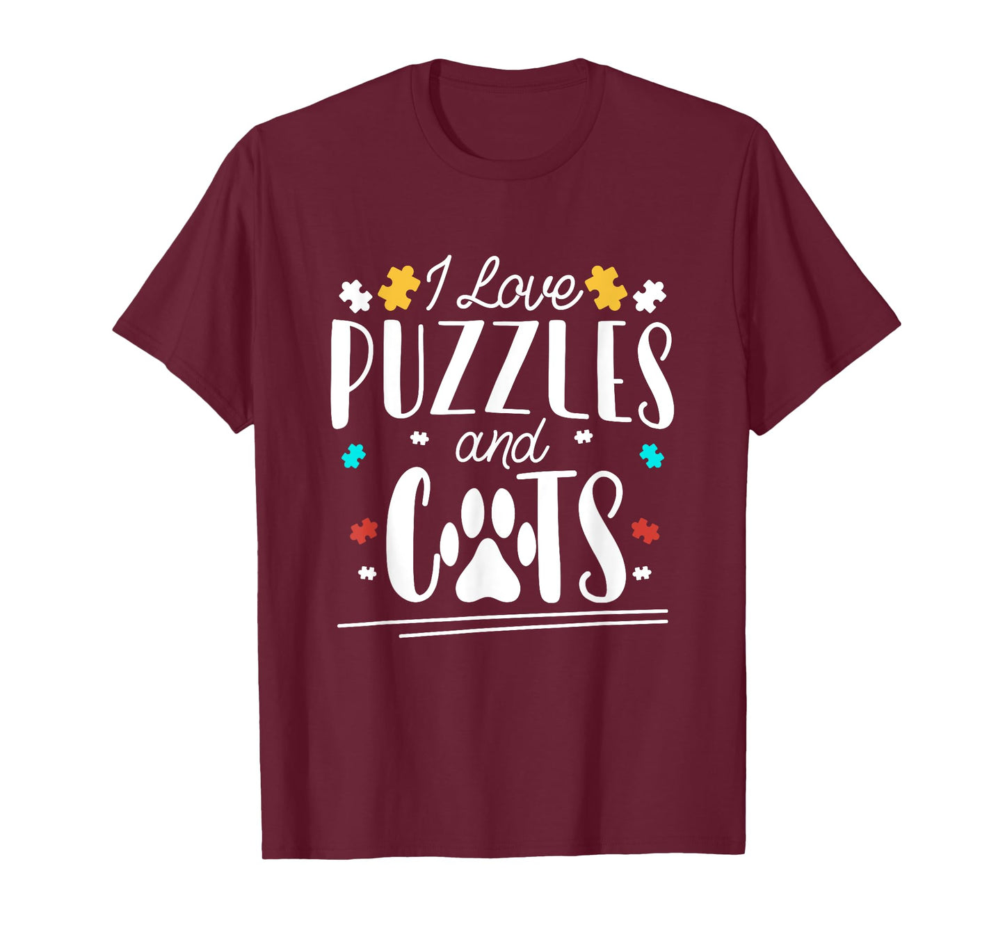 I Love Jigsaw Puzzles And Cats Funny Puzzler Cute Puzzling T-Shirt