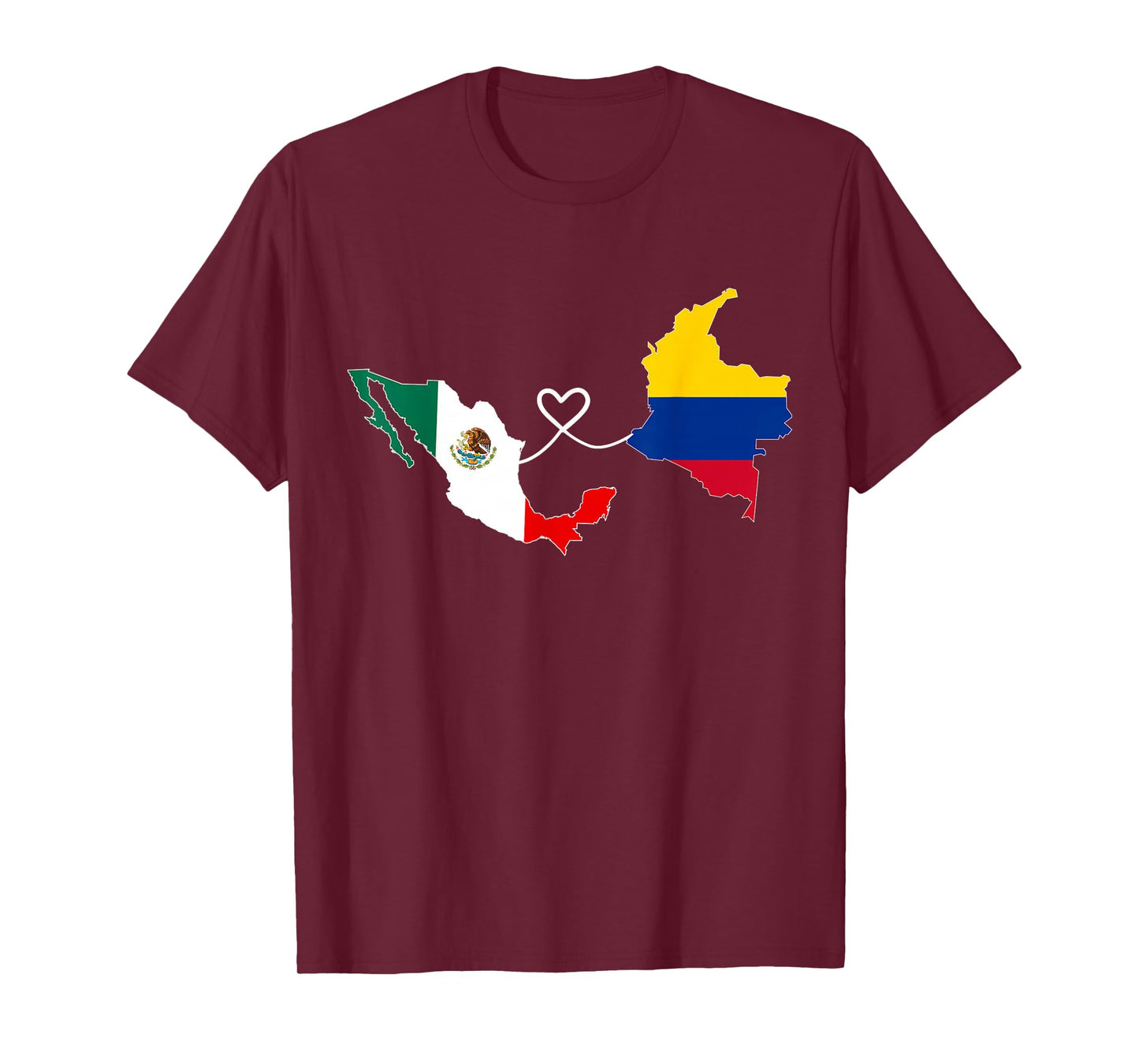 Half Colombian Half Mexican Flag Map DNA Mexico Colombia T-Shirt