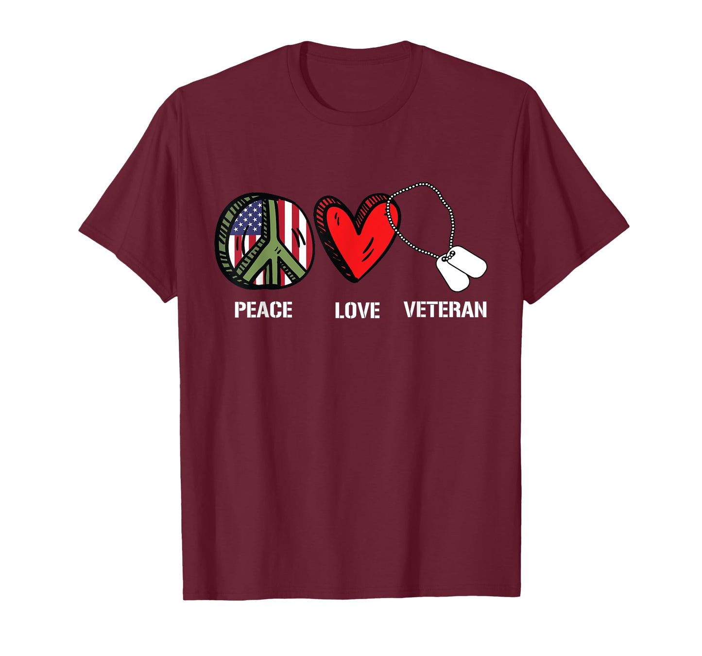 Peace Love Veterans Day American Flag Military Army Soldier T-Shirt