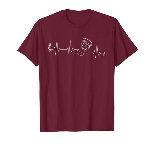 Djembe Drum Player Heartbeat Single Line for African Drum T-Shirt