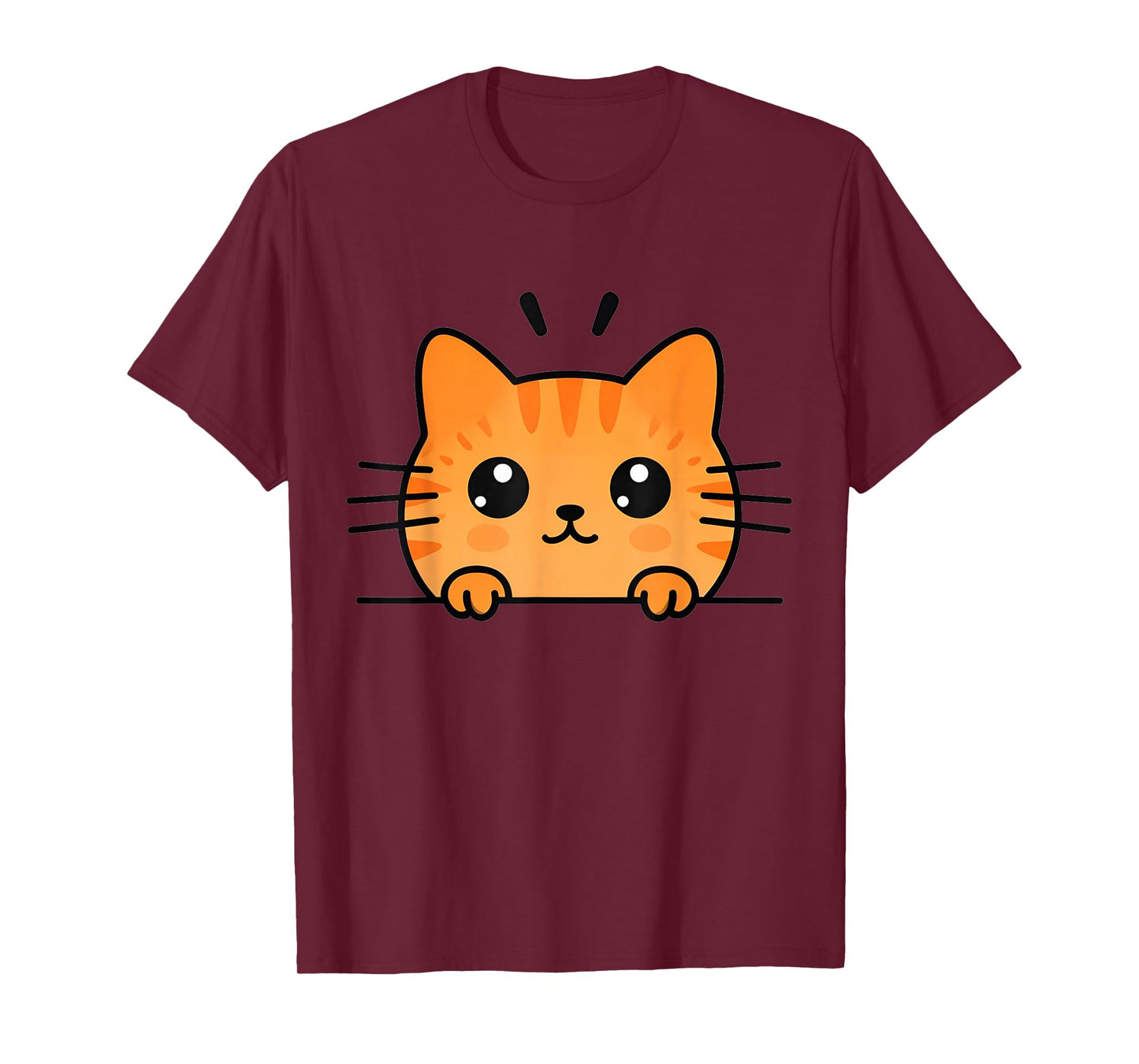 Cute Orange Kitty Cat Peeking Over at You Ginger Cat Lover T-Shirt