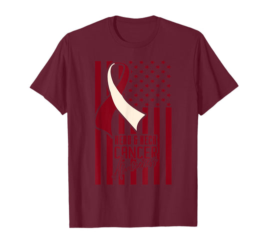 Head & Neck Cancer Awareness American Flag Burgundy Ivory T-Shirt for Women Kids Men