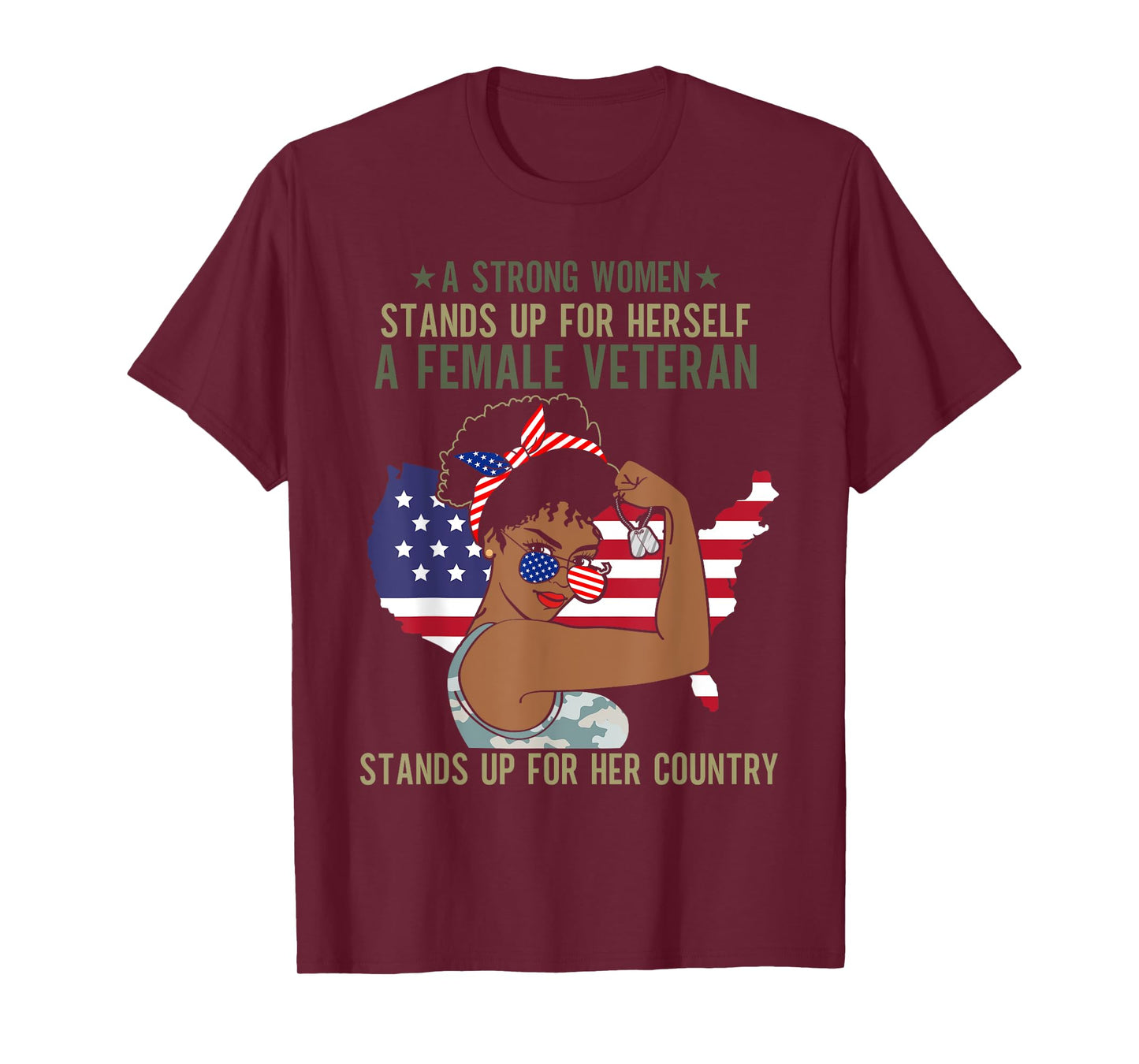 African American Army Veteran Female Afro Melanin Girl T-Shirt