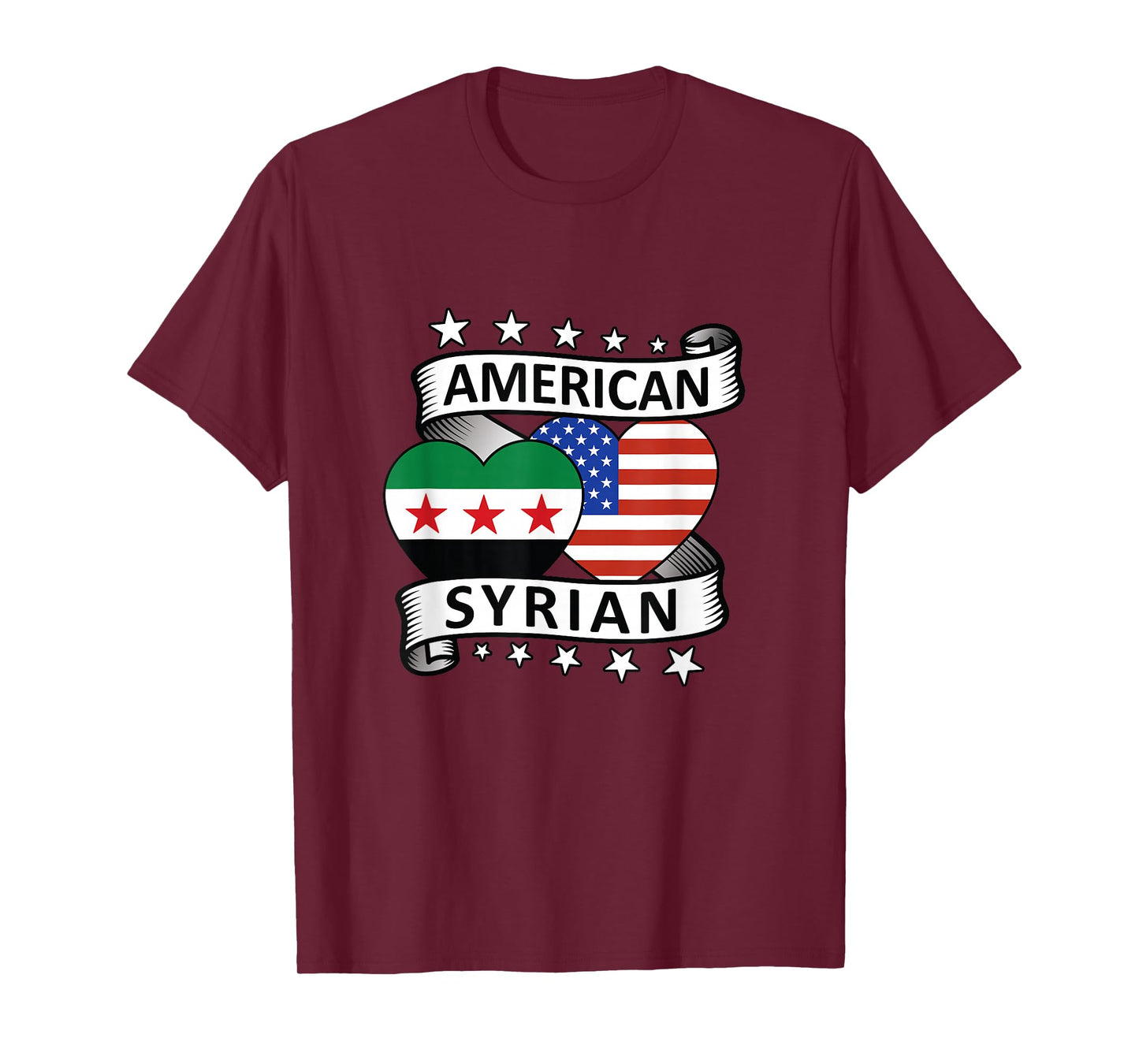 Syrian American Flag American And Syrian Syria New Flag T-Shirt
