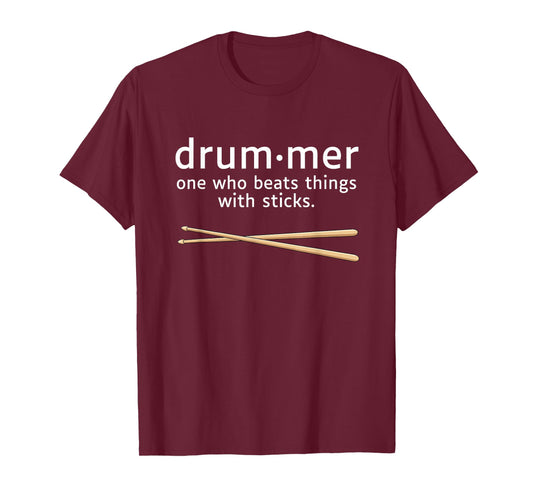 Funny Drummer Definition Percussion Music Drum Sticks T-Shirt