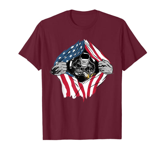 American Flag Welder Patriotic USA 4th Of July Welding Gift Women Men T-Shirt