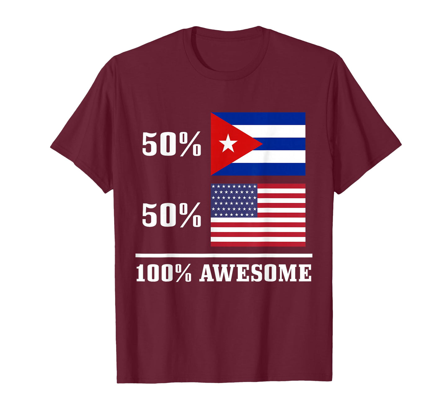 50% Cuba 50% USA Cuban American Flag Pride Heritage T-Shirt