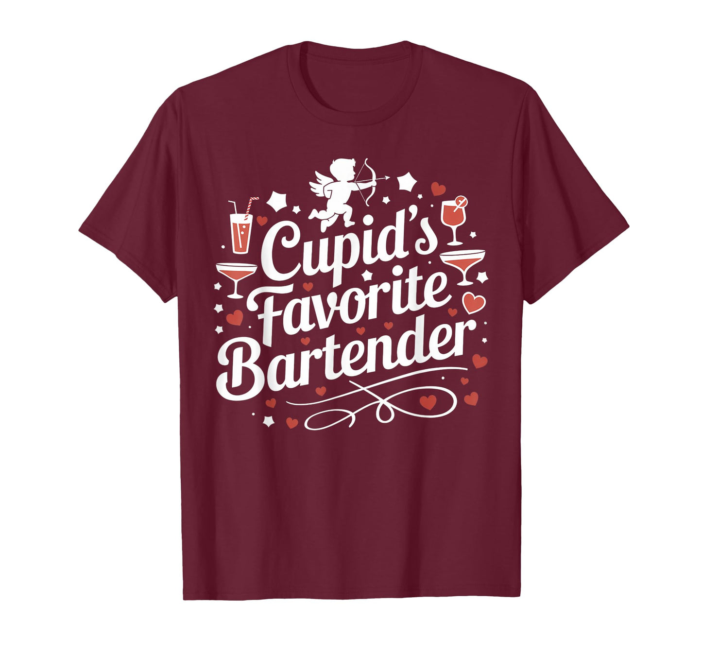 Cupid’s Favorite Bartender Funny Valentine Drink Design T-Shirt