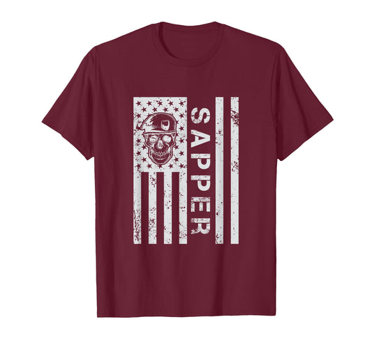 American Flag Sapper For A Military Combat Engineer Women Men T-Shirt