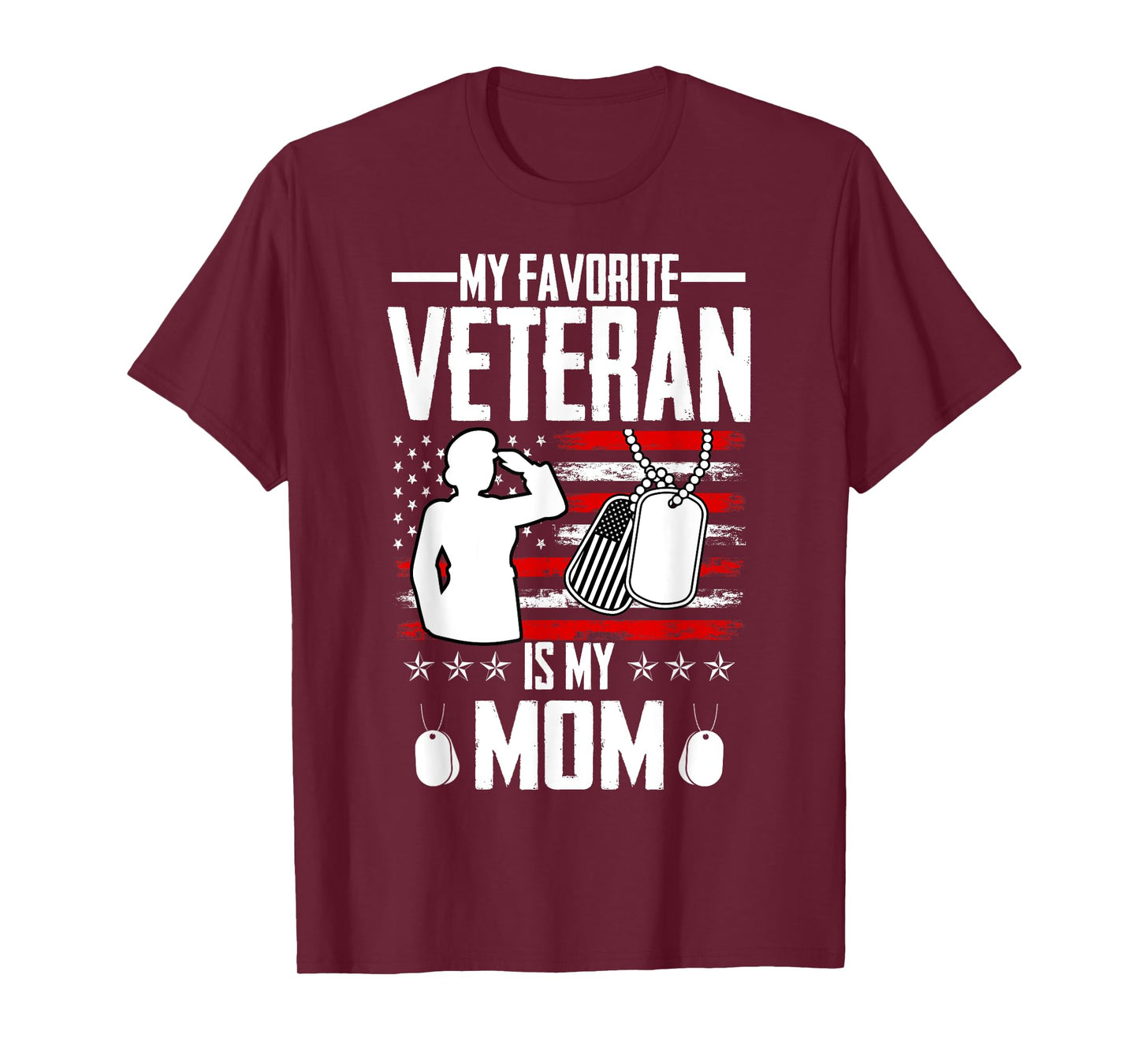 My Favorite Veteran Is My Mom Usa Flag Vintage Men Women T-Shirt
