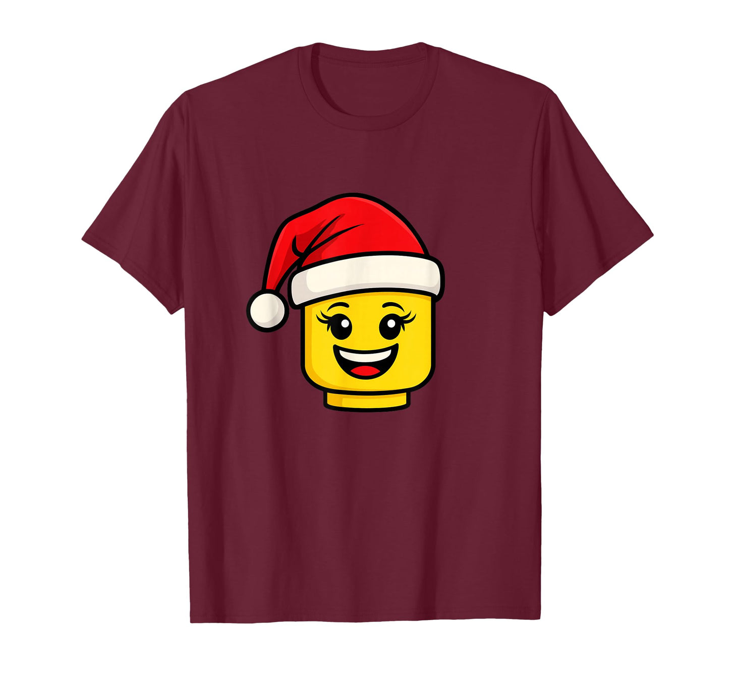 Christmas Building Bricks Head Girl Santa Hat Master Builder T-Shirt