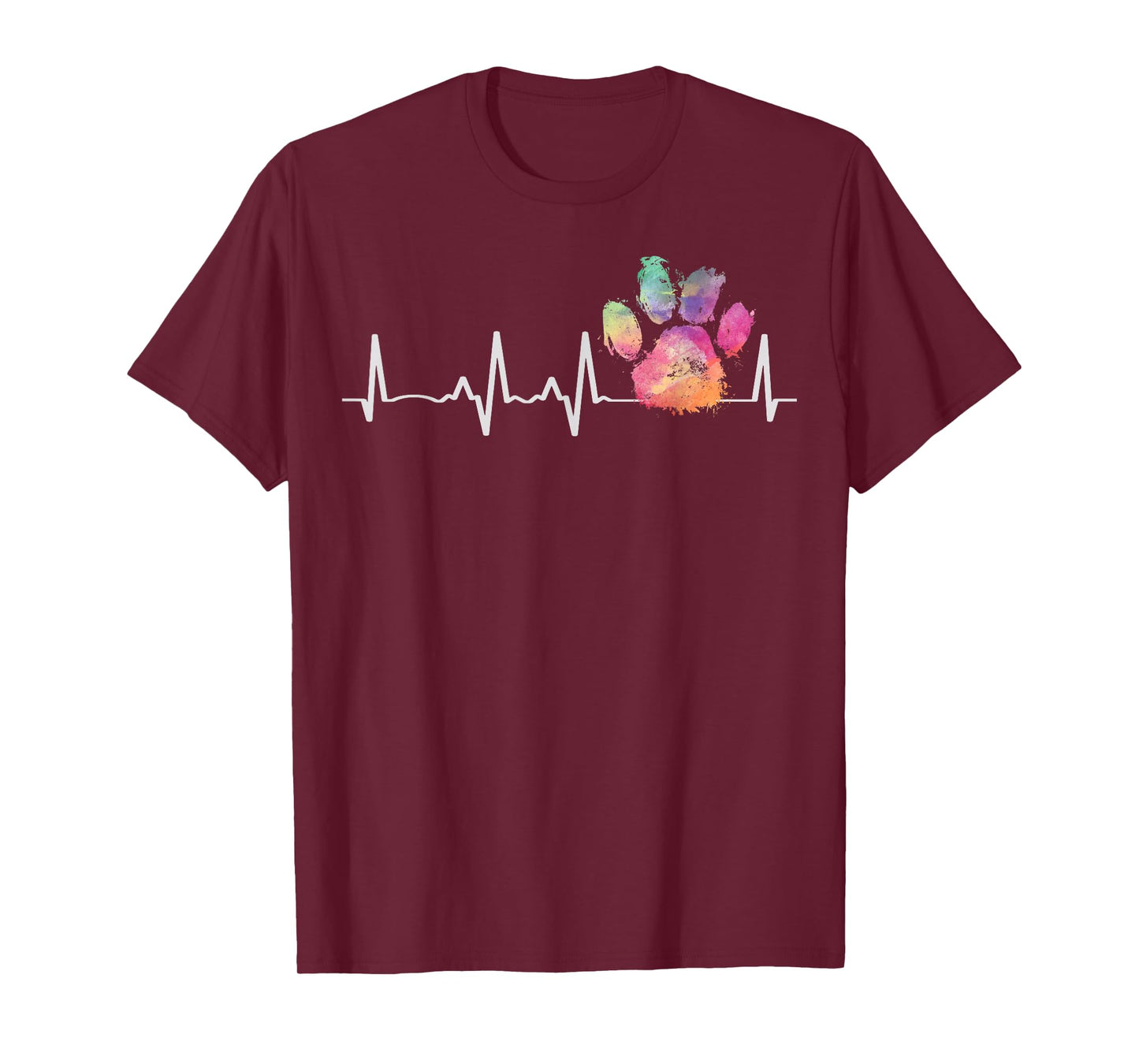 Cute Veterinarian Gift Rainbow Paw Print Heartbeat Vet Tech T-Shirt