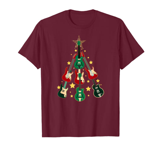 Cool Guitar Christmas Tree Guitar Lovers Christmas Tree T-Shirt