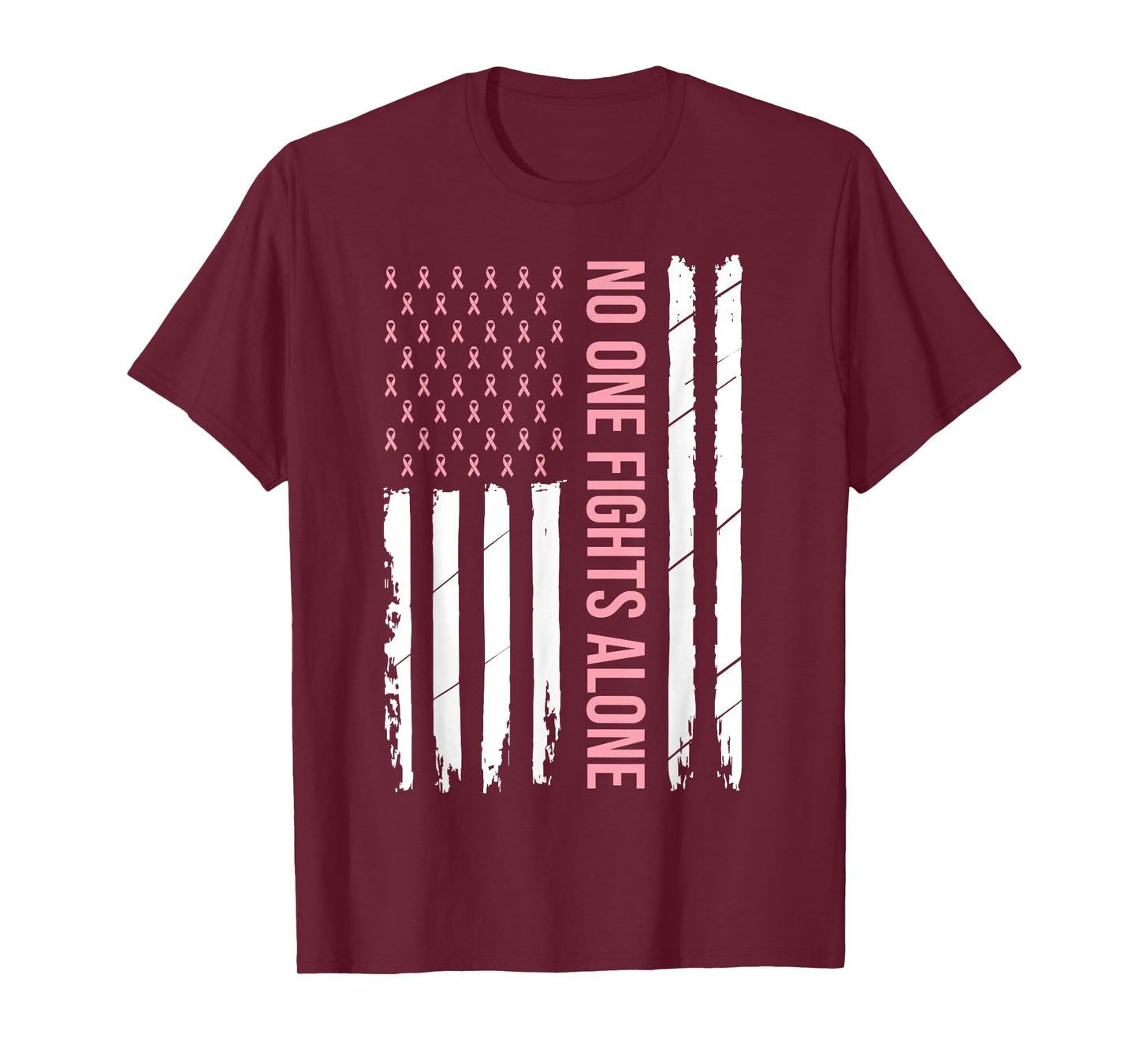 Breast Cancer Awareness Pink Ribbon USA American Flag Men T-Shirt Small