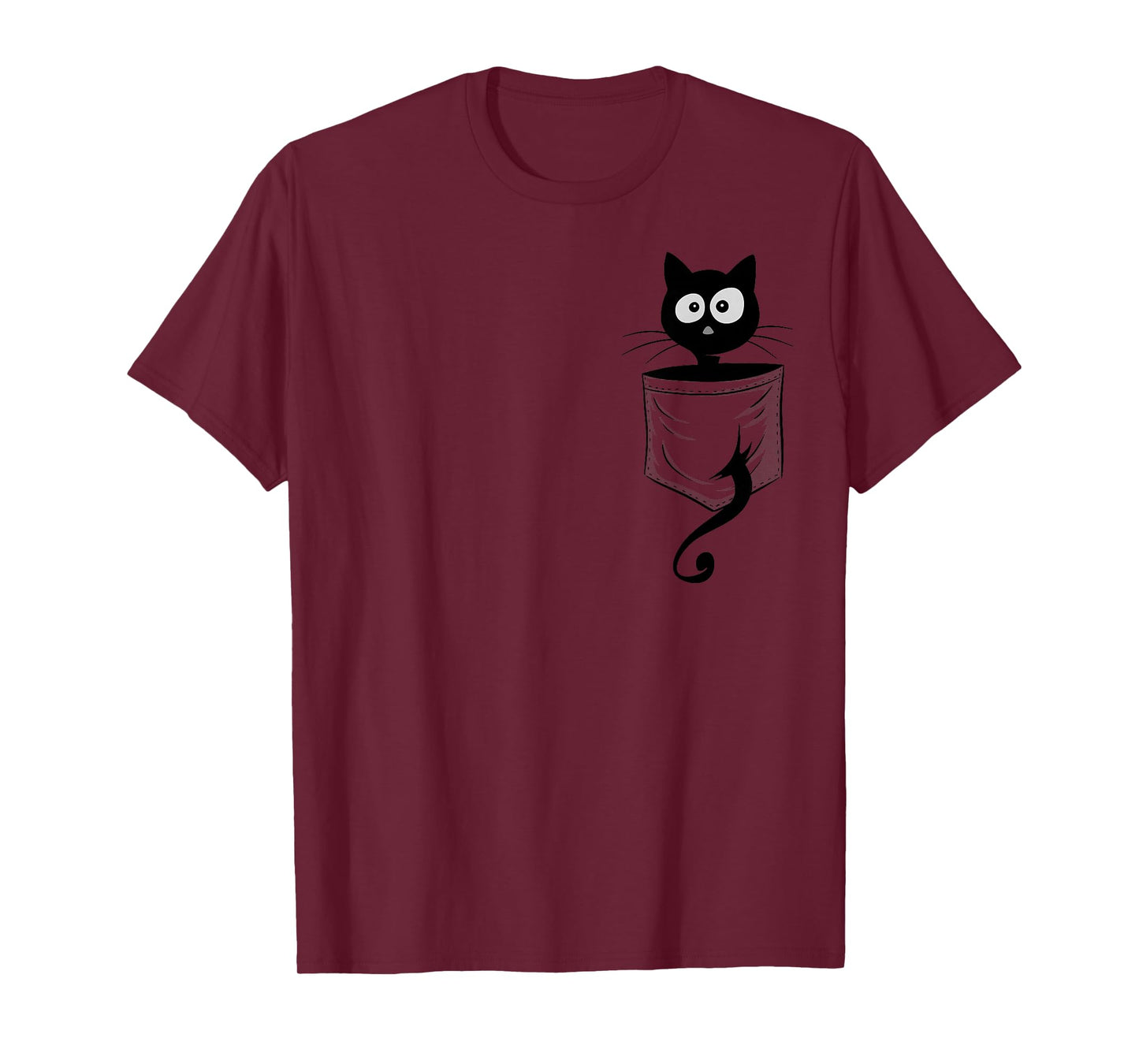 For Cat-Lover Cute Staring Black Cat Kitty In Pocket T-Shirt