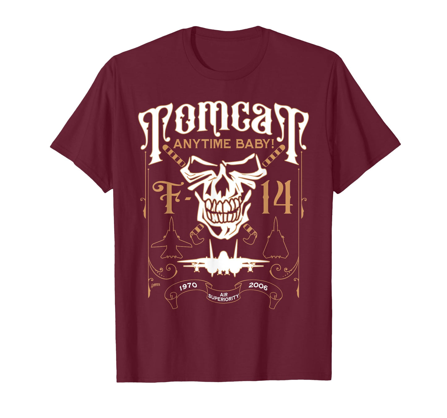 Classic F-14 Tomcat Military Fighter Jet Skull T-Shirt
