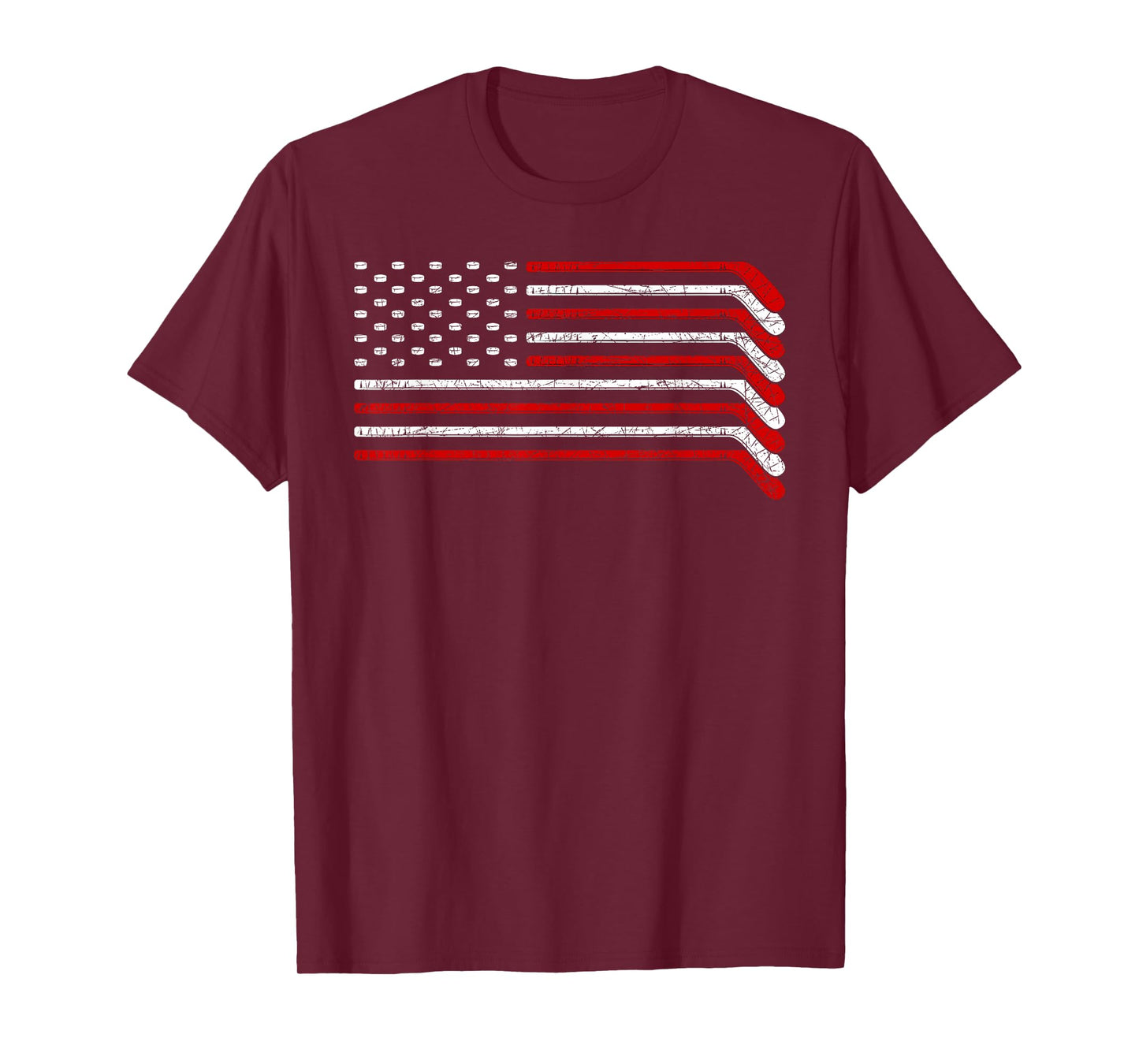 US Flag Hockey Stick Patriotic American Hockey Player Hockey T-Shirt