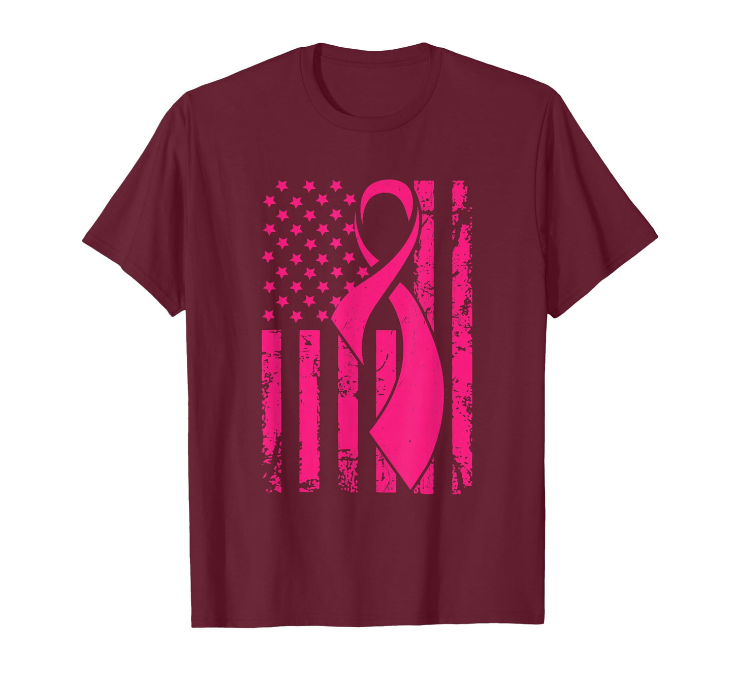 American Flag Distressed Breast Cancer Awareness T-shirt T-Shirt