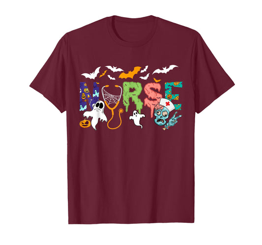Cute Halloween Nurse Nursing Zombie Halloween Pattern T-Shirt