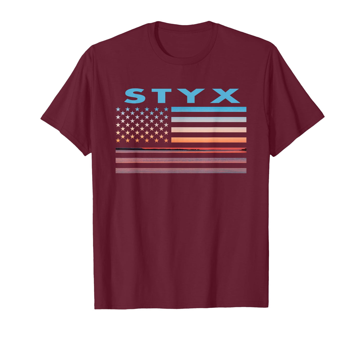 Vintage Sunset American Flag Styx, California T-Shirt