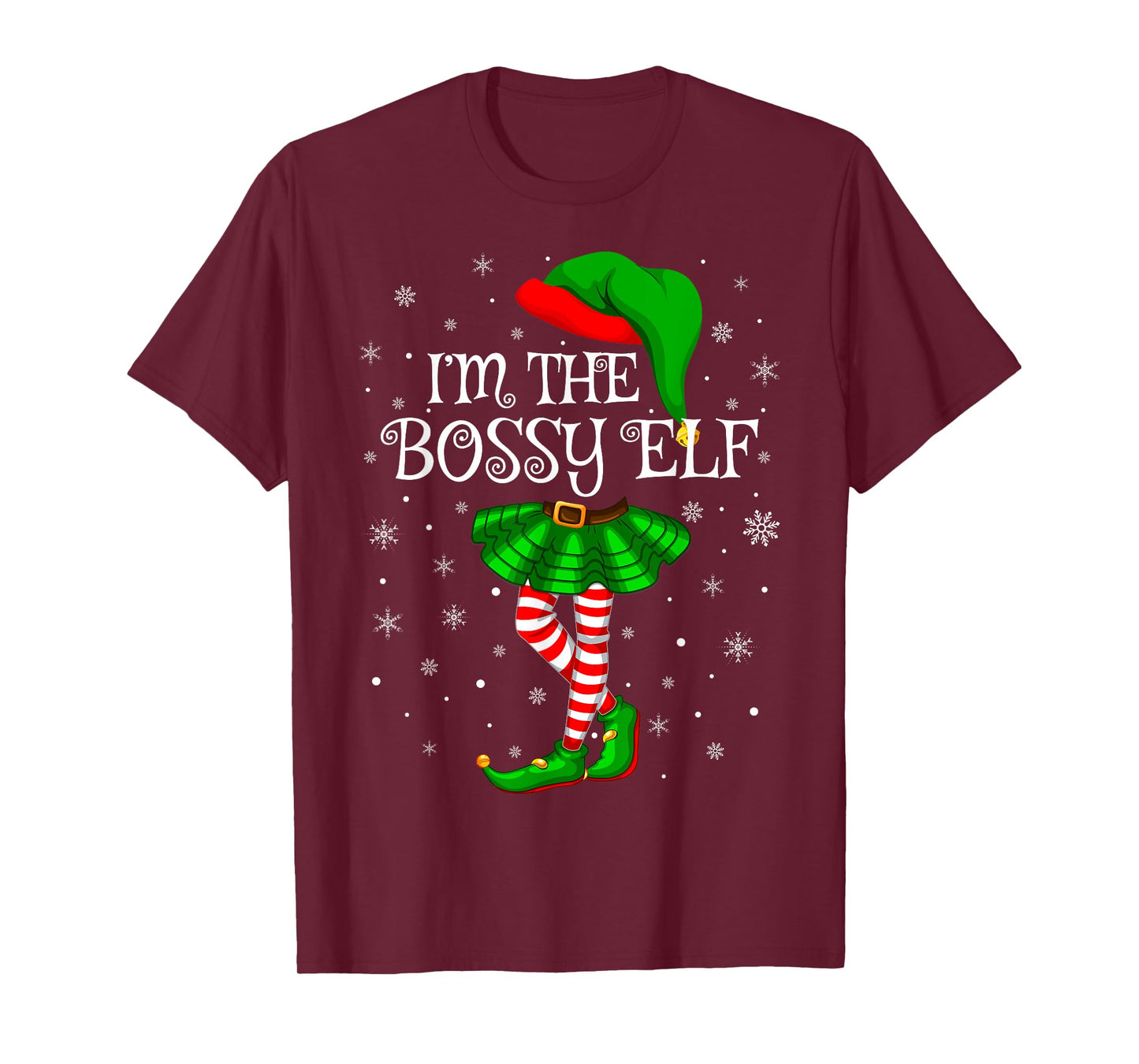 Family Matching Women Girls I'm The Bossy Elf Christmas T-Shirt