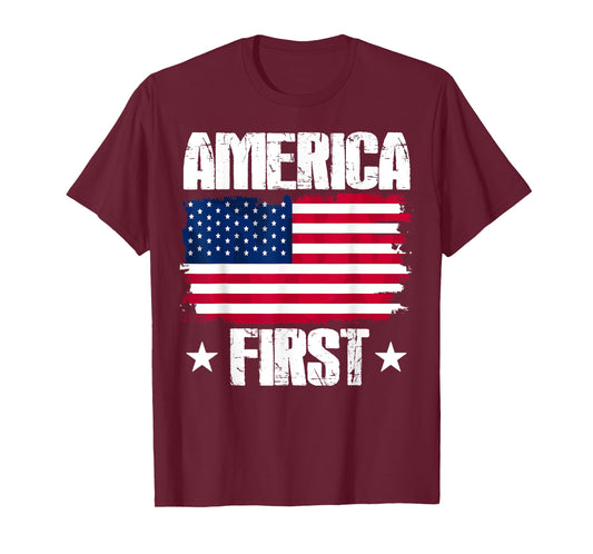America First Donald Trump USA Flag T-Shirt for Women Men
