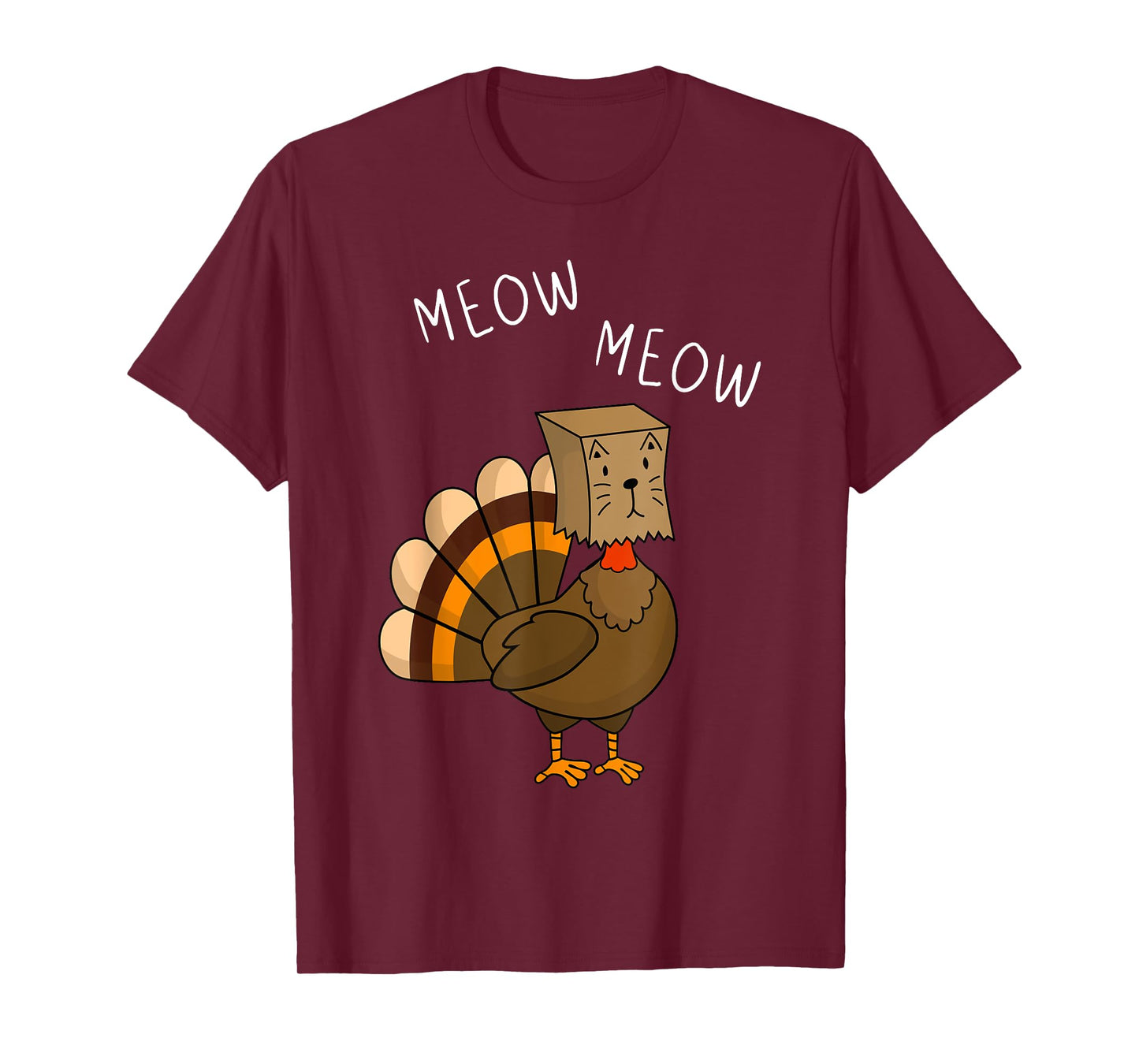 Funny Thanksgiving Fake cat Meow with Turkey T-Shirt