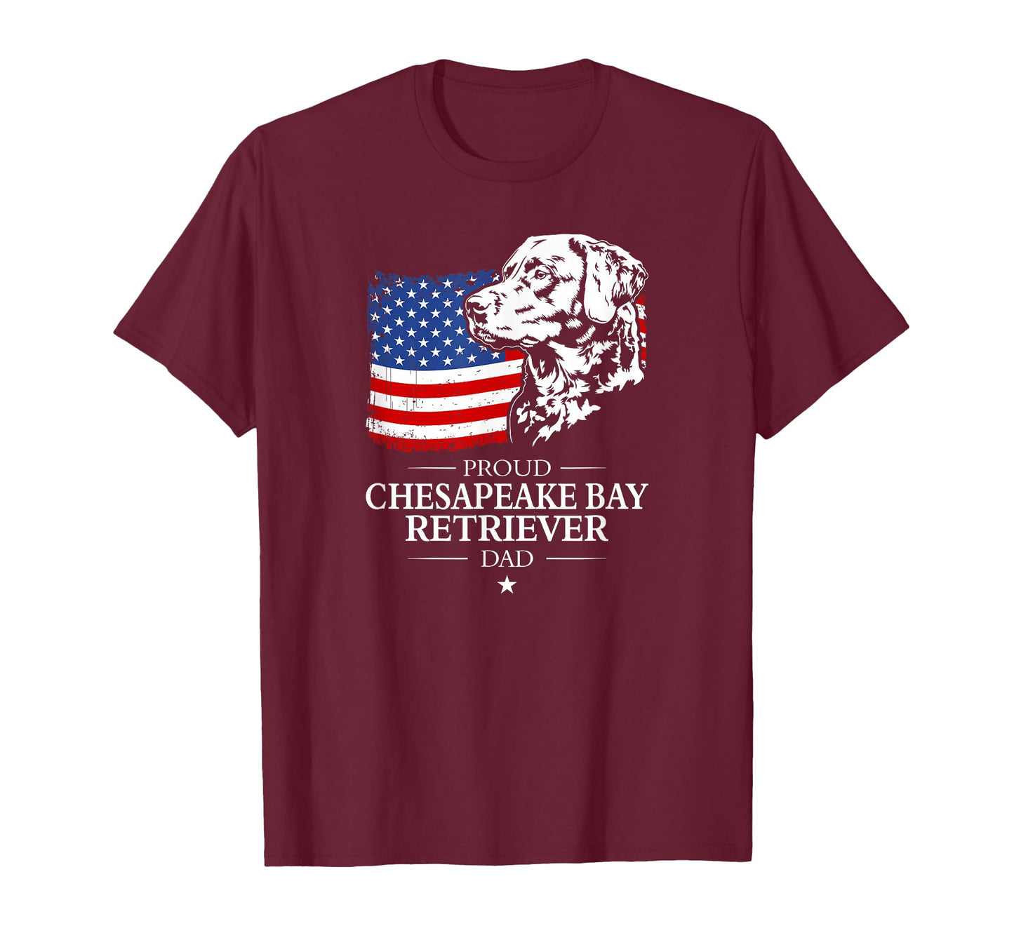 Chesapeake Bay Retriever Dad American US Flag Patriotic Dog T-Shirt