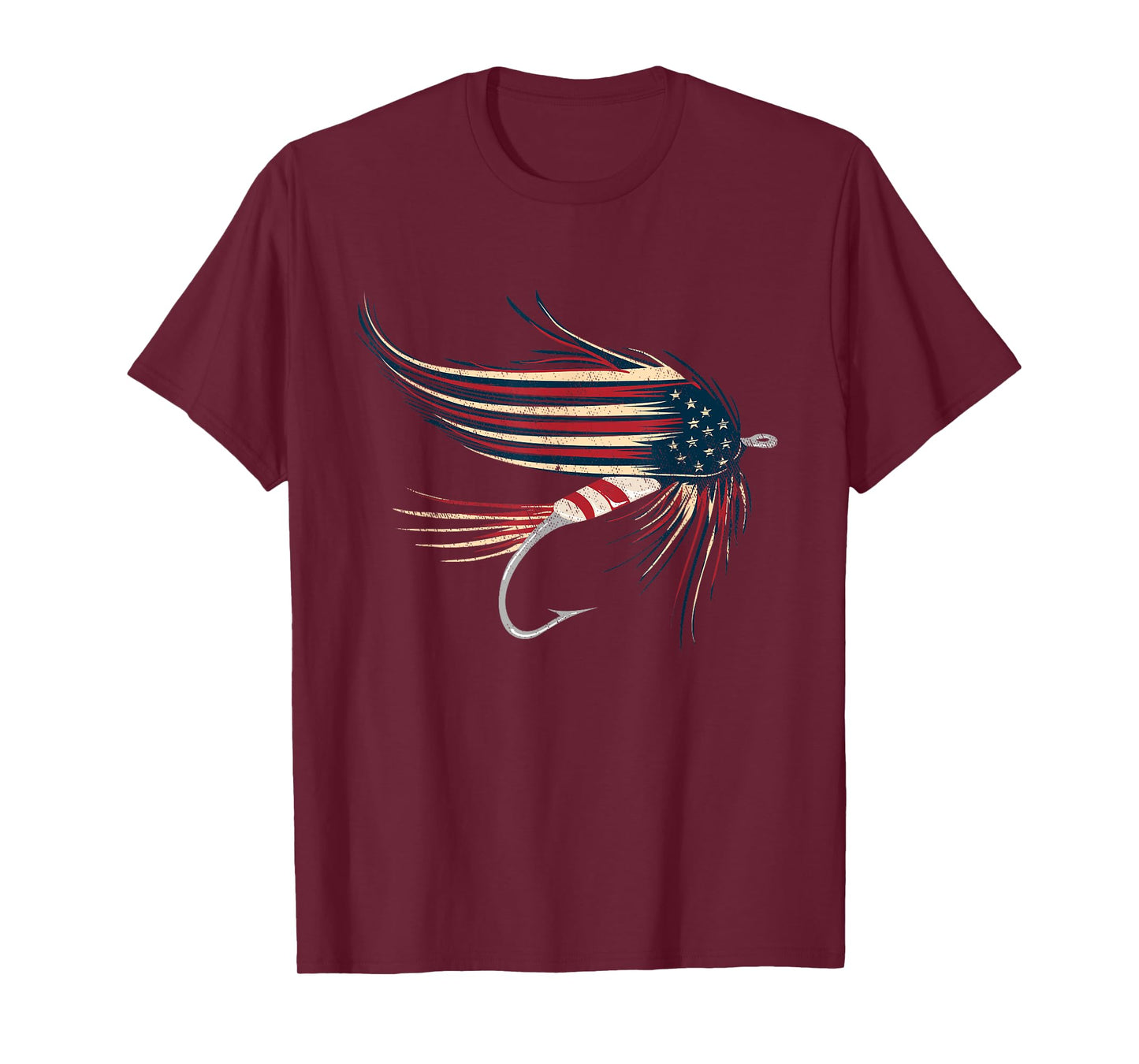 American Flag Salmon Fly T-Shirt T-Shirt for Women Kids Men