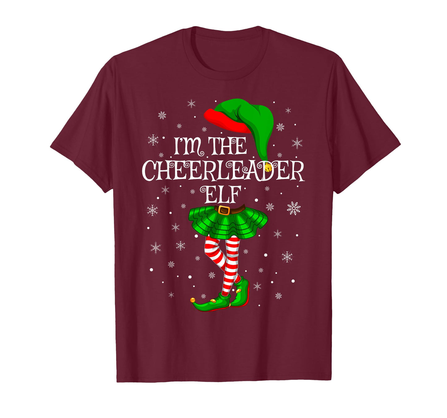 Cheerleader Elf Christmas Matching Family Women Girls Elf T-Shirt