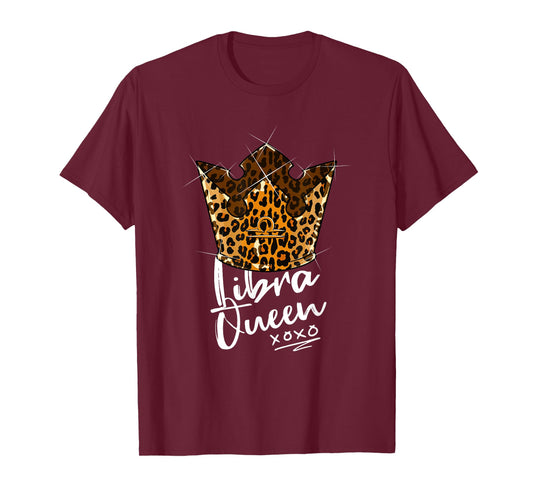 Leopard Libra Queen Zodiac Sign With Leopard Pattern Crown T-Shirt
