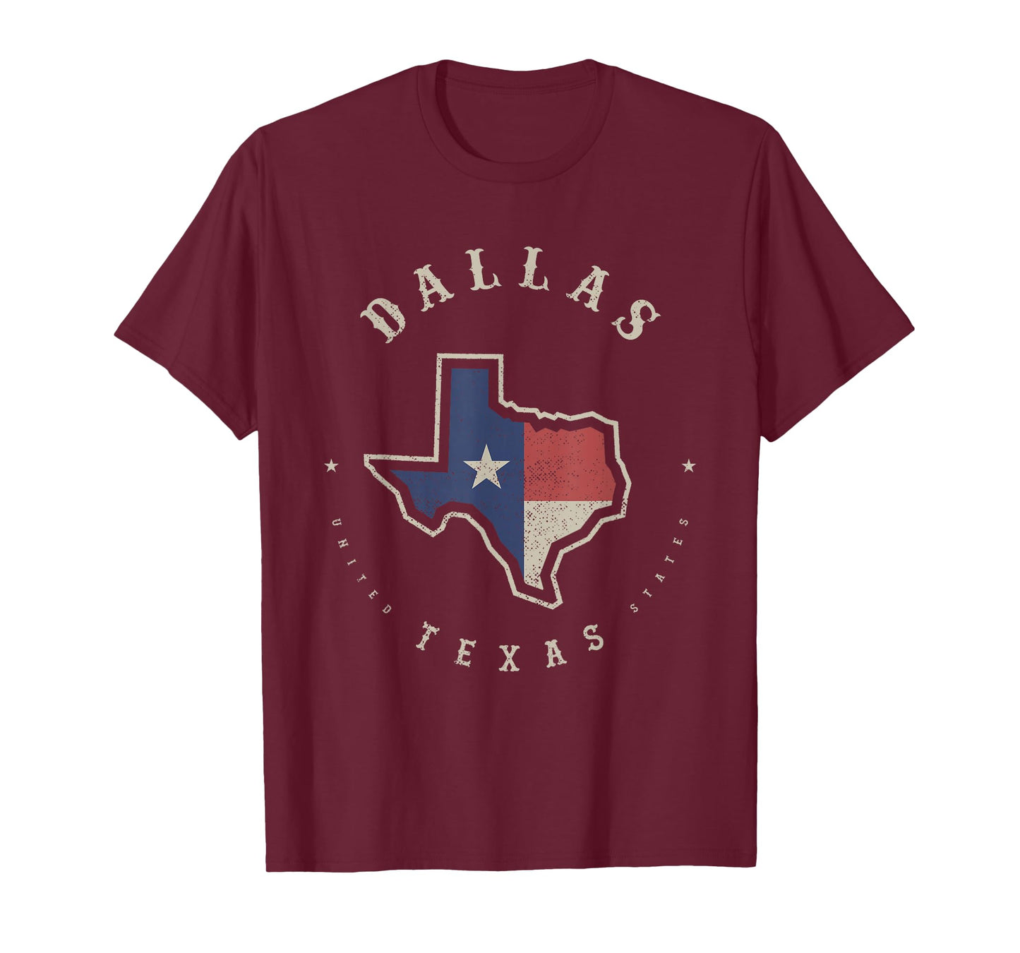Vintage Dallas Texas State Flag Map Souvenir Gift T-Shirt