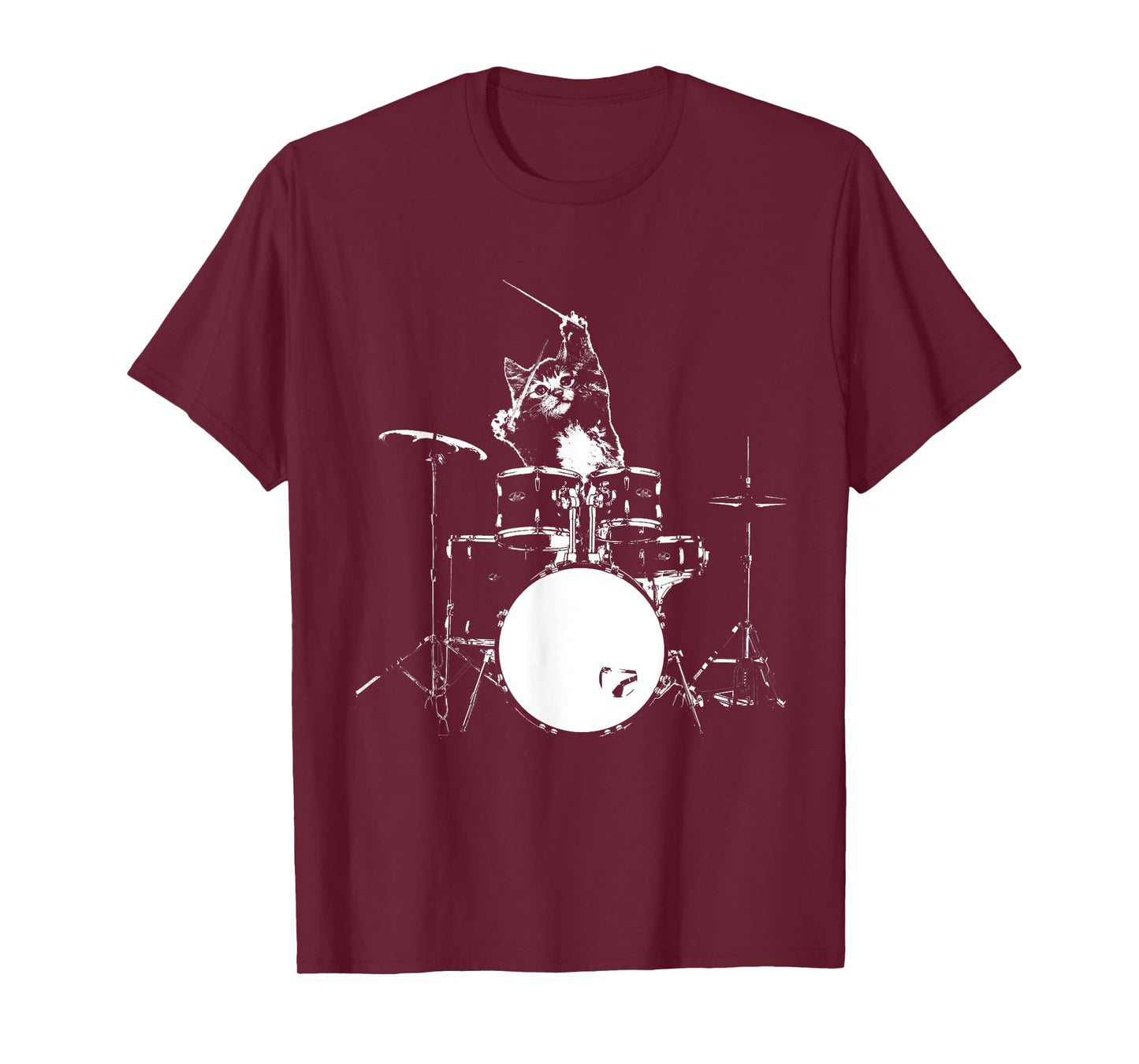 Funny Cat Shirt Cat Playing Drums Shirt Funny Drummer Shirts T-Shirt