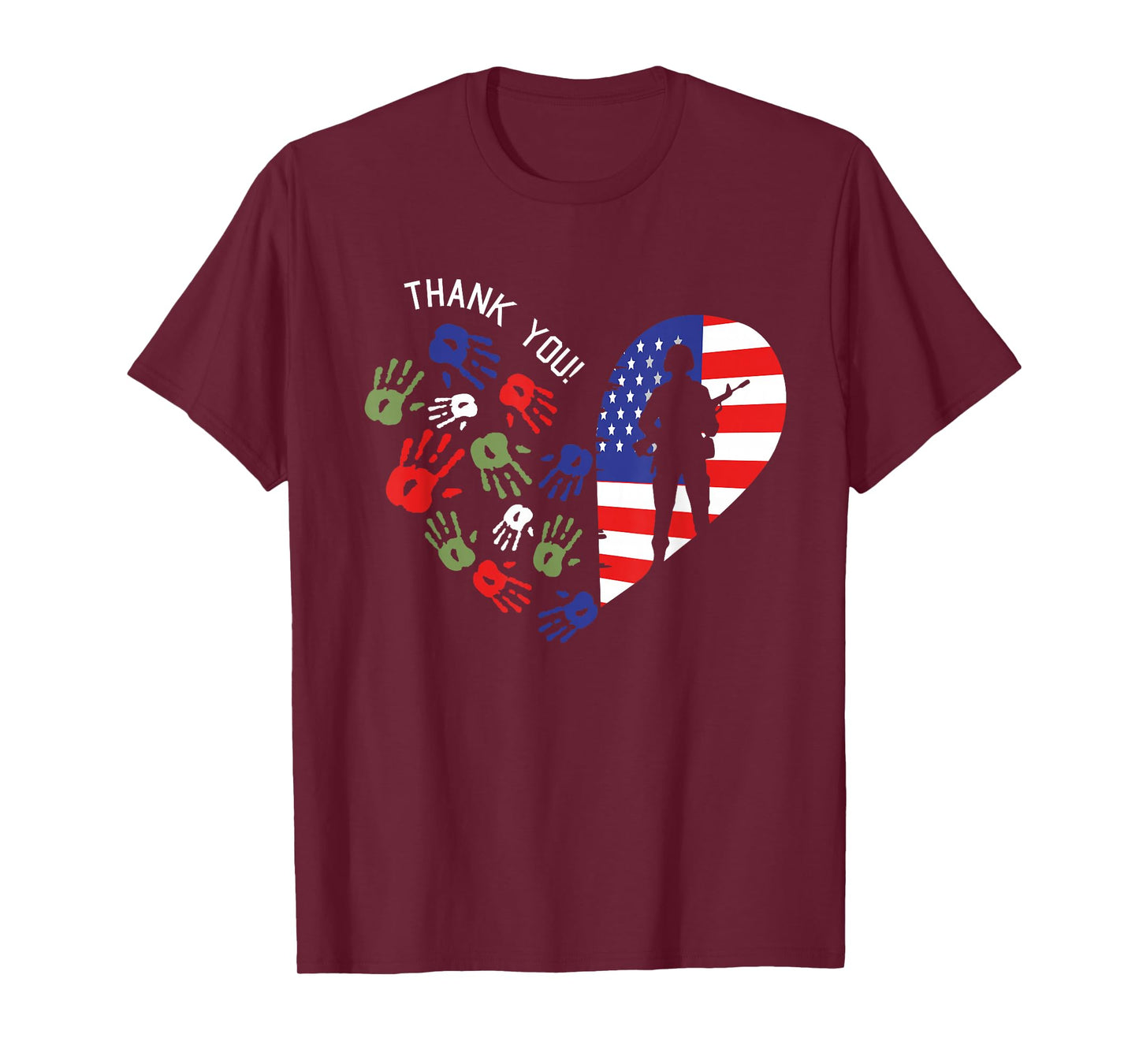 Thank You Veterans Day American Flag Heart Military Army T-Shirt