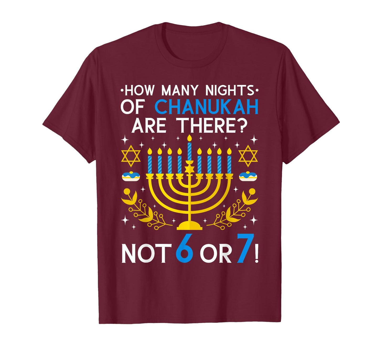 How Many Nights of Chanukah? 6 7 Funny Jewish Meme Teacher T-Shirt