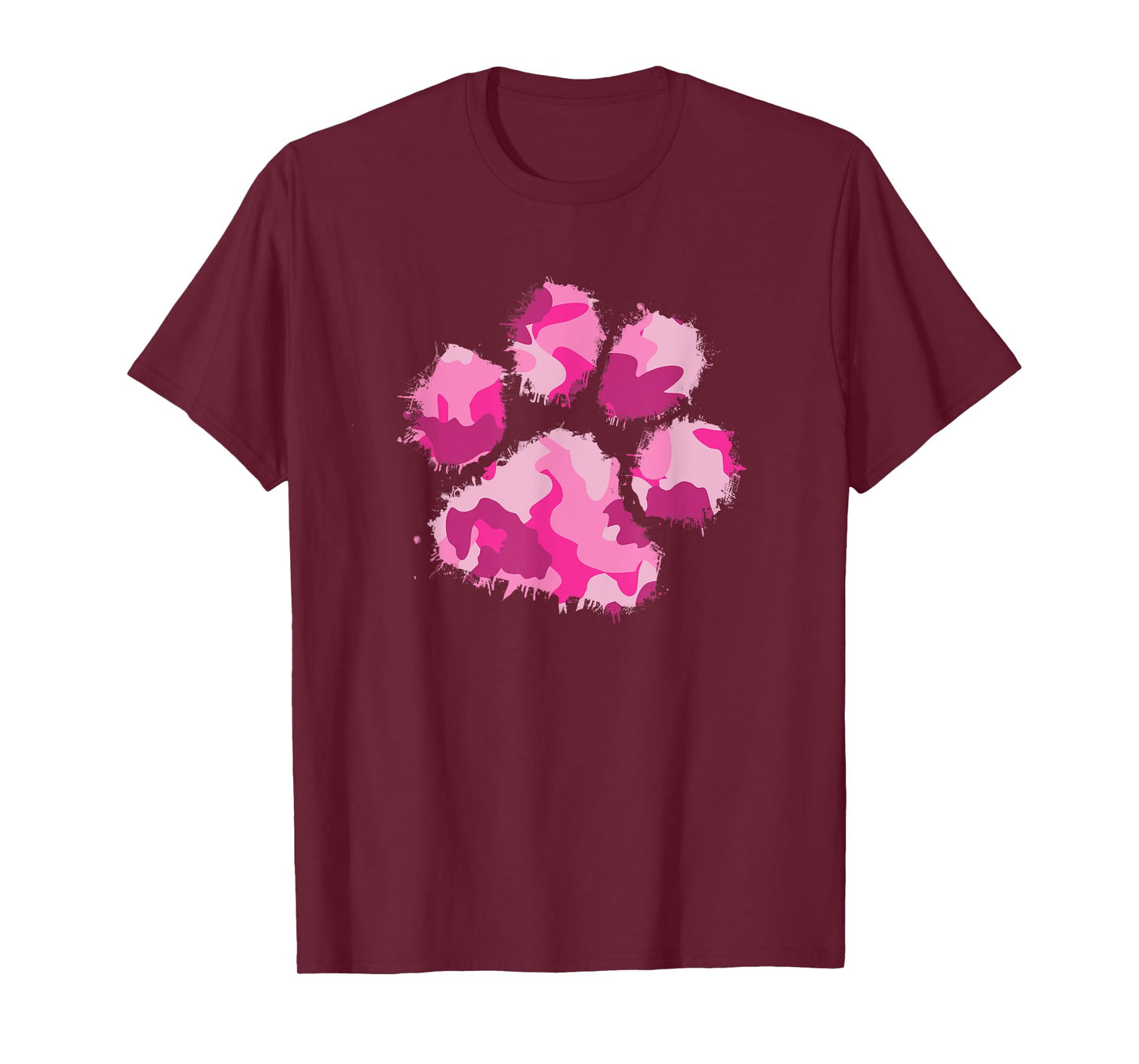 Camo Dog Paw Print Pink Shirt Camouflage Gift Women Military
