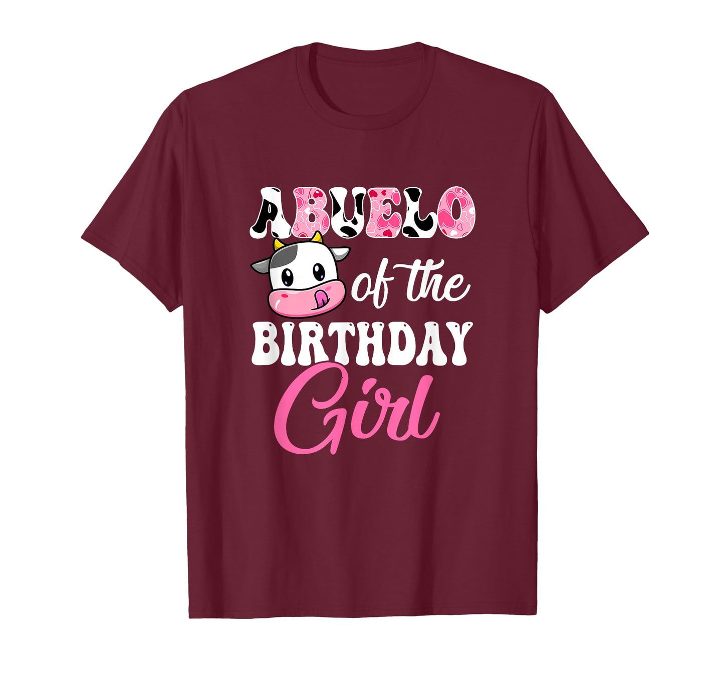 Abuelo Of The Birthday Girl Farm Cow 1St Birthday Girl T-Shirt