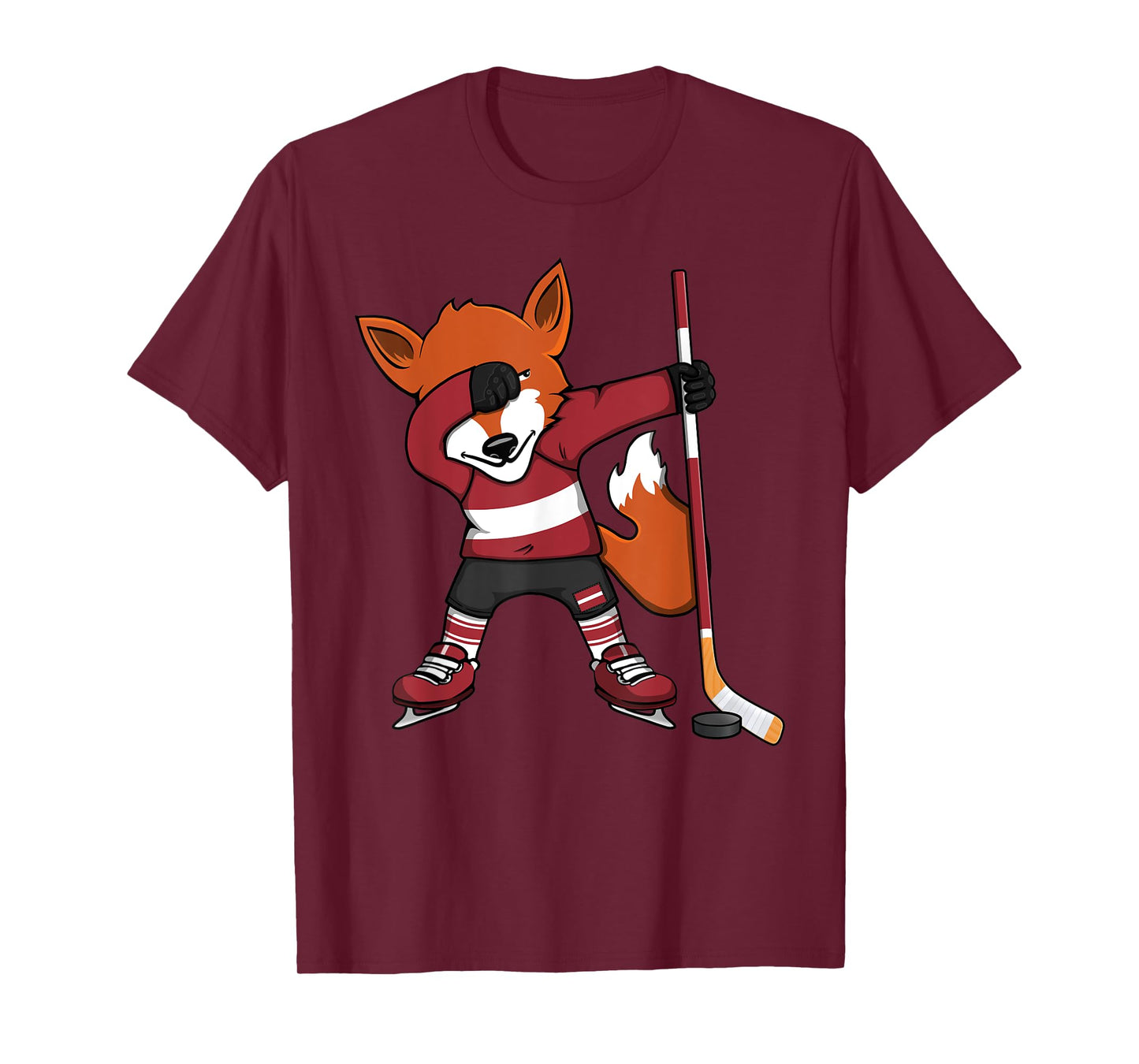 Dabbing Fox Latvia Ice Hockey Fans Jersey Dab Winter Sports T-Shirt