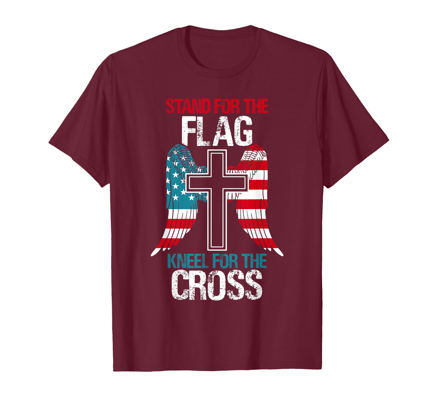 Stand For The Flag Kneel For The Cross USA Flag American T-Shirt