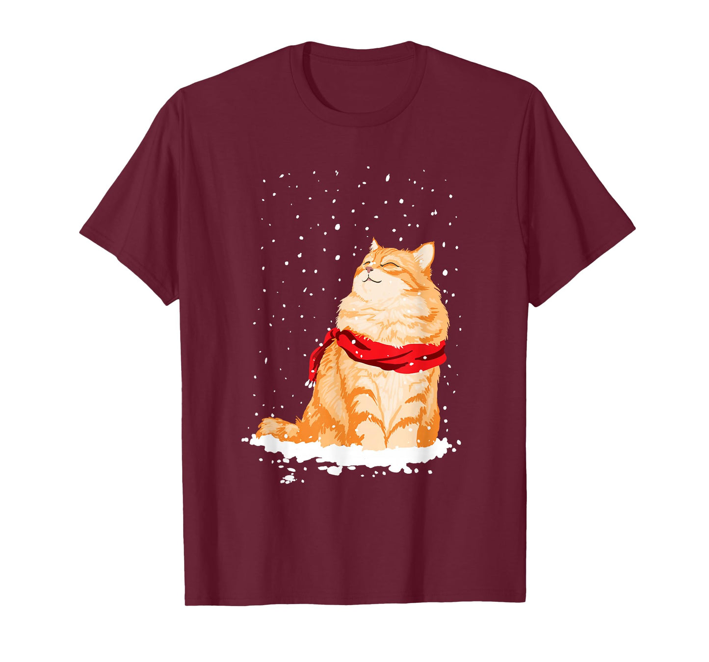 Cat Standing in The Snow Winter Christmas Cat Lover T-Shirt