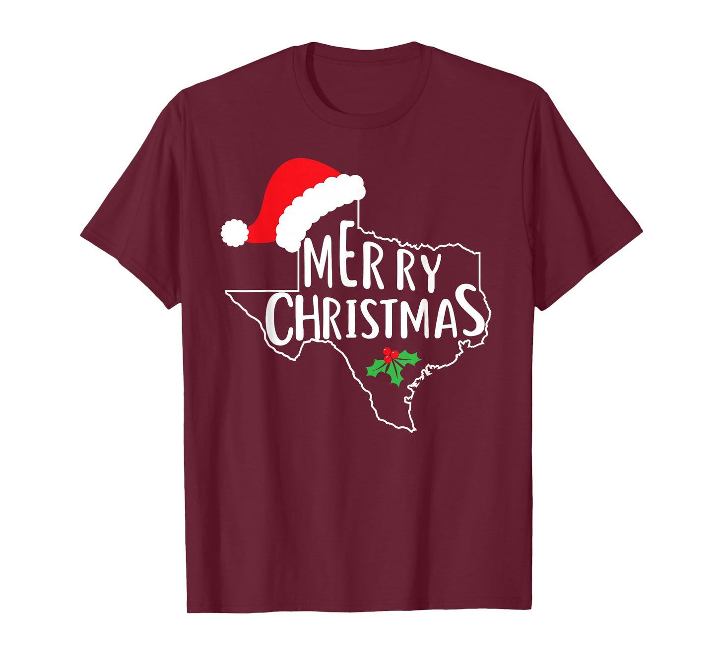Texas State Merry Christmas Santa Hat America Cute T-Shirt