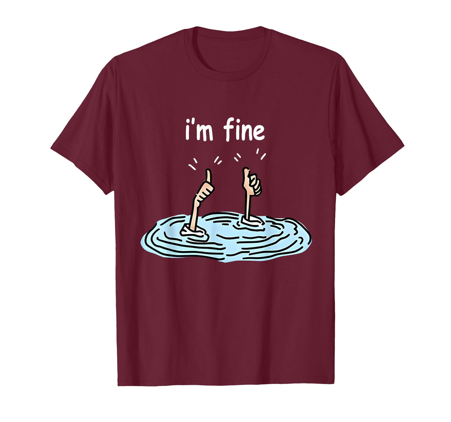 I'm Fine Thumbs Up Two Like Hand Funny Sarcasm Humor Graphic T-Shirt