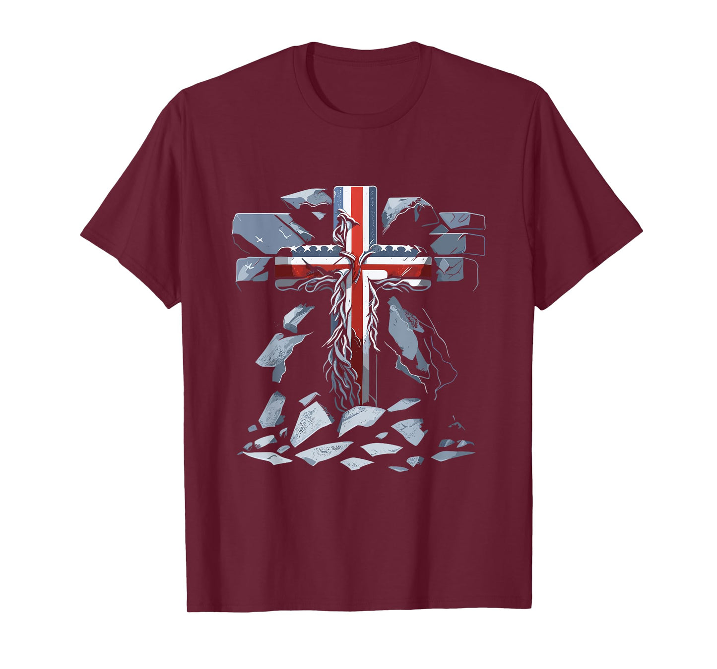 Cross American Flag - Patriotic Faith Jesus Believer Belief T-Shirt for Women Kids Men